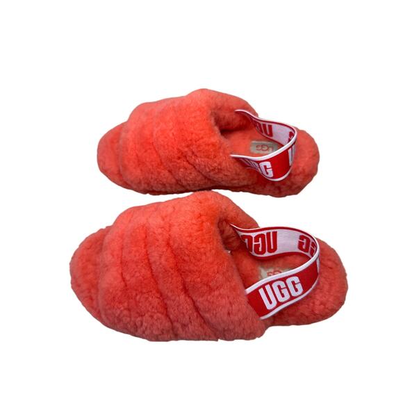 UGG Fluff Yeah Slides Neon Coral/Orange Size 6 - Picture 2 of 6